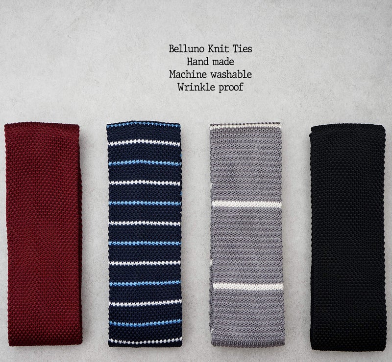 BELLUNO Skinny Knit NeckTies for Men, 4-PAK 2.2" Flat-end Smart Sock Ties - Image 2